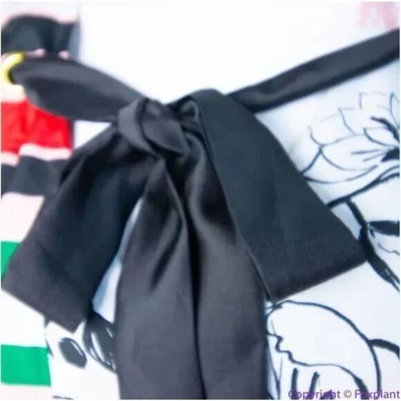 NEW SLNY floral print tie neck color block sleeveless dress, women's size 16W - Picture 10 of 16